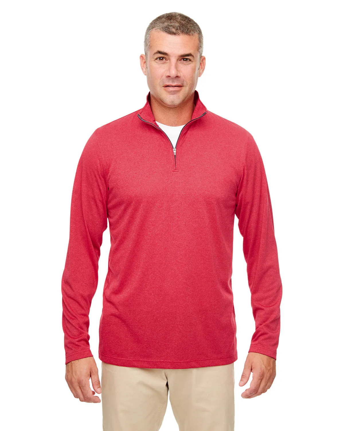 8618 UltraClub Men's Cool & Dry Heathered Performance Quarter-Zip