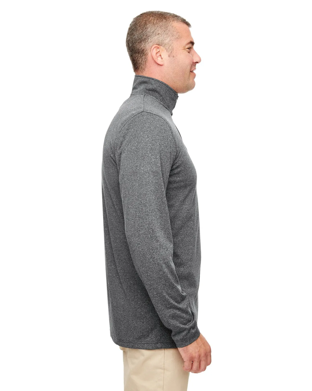 8618 UltraClub Men's Cool & Dry Heathered Performance Quarter-Zip