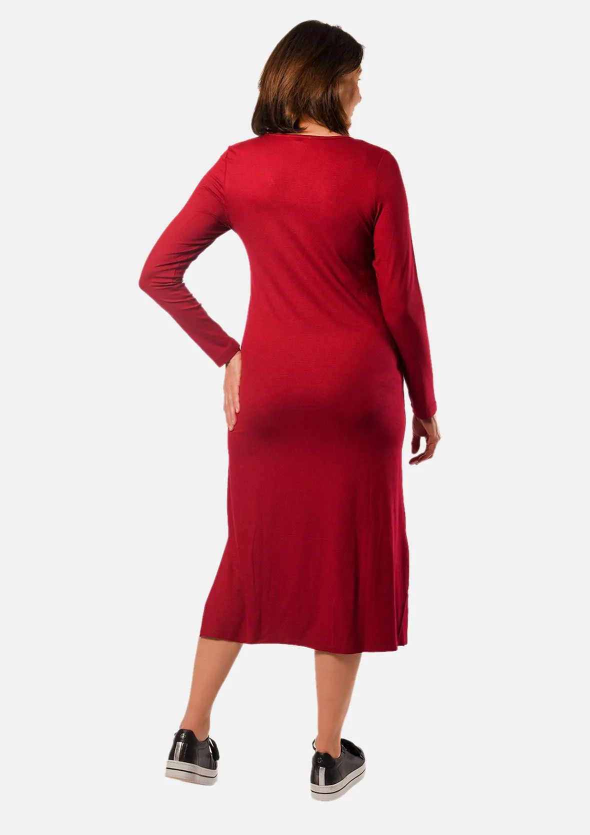 A-Line V-Neck Midi Dress