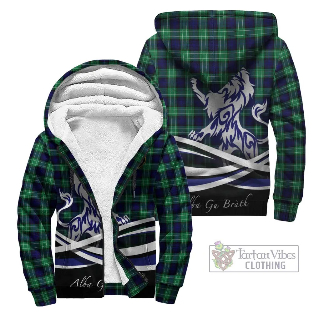 Abercrombie Tartan Sherpa Hoodie with Alba Gu Brath Regal Lion Emblem