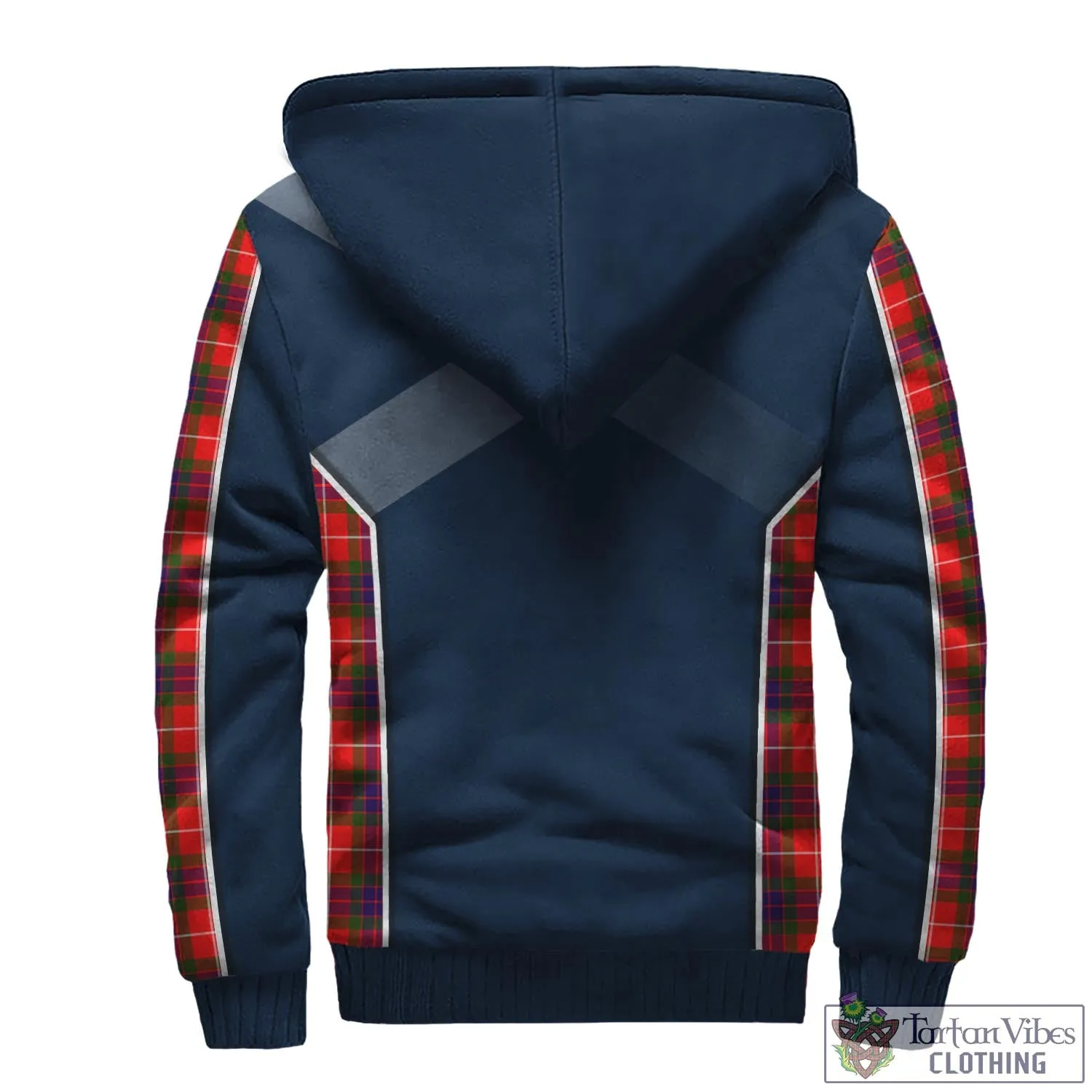 Abernethy Tartan Sherpa Hoodie with Family Crest and Lion Rampant Vibes Sport Style