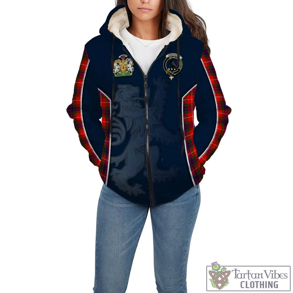 Abernethy Tartan Sherpa Hoodie with Family Crest and Lion Rampant Vibes Sport Style