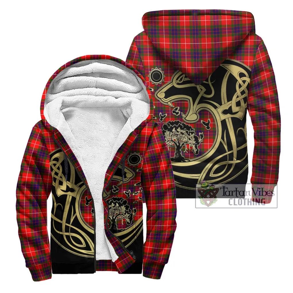 Abernethy Tartan Sherpa Hoodie with Family Crest Celtic Wolf Style