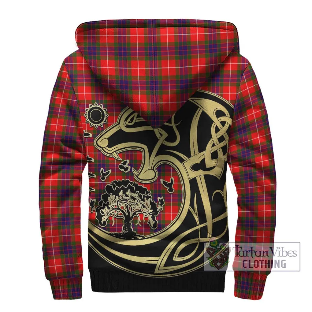 Abernethy Tartan Sherpa Hoodie with Family Crest Celtic Wolf Style