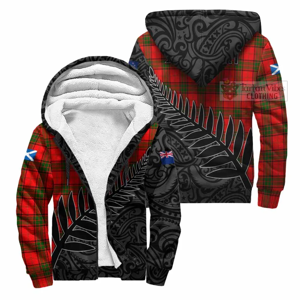 Adair Crest Tartan Sherpa Hoodie with New Zealand Silver Fern Half Style