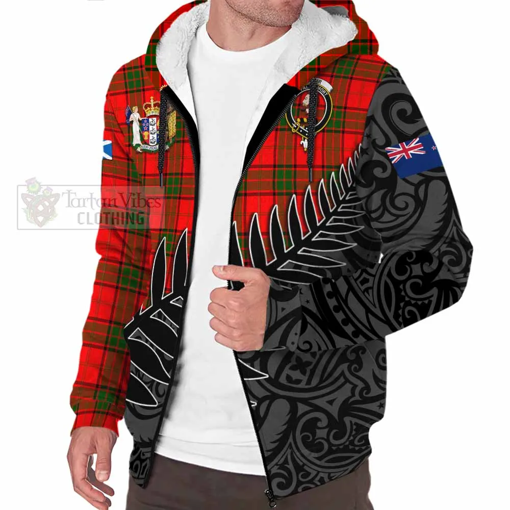 Adair Crest Tartan Sherpa Hoodie with New Zealand Silver Fern Half Style