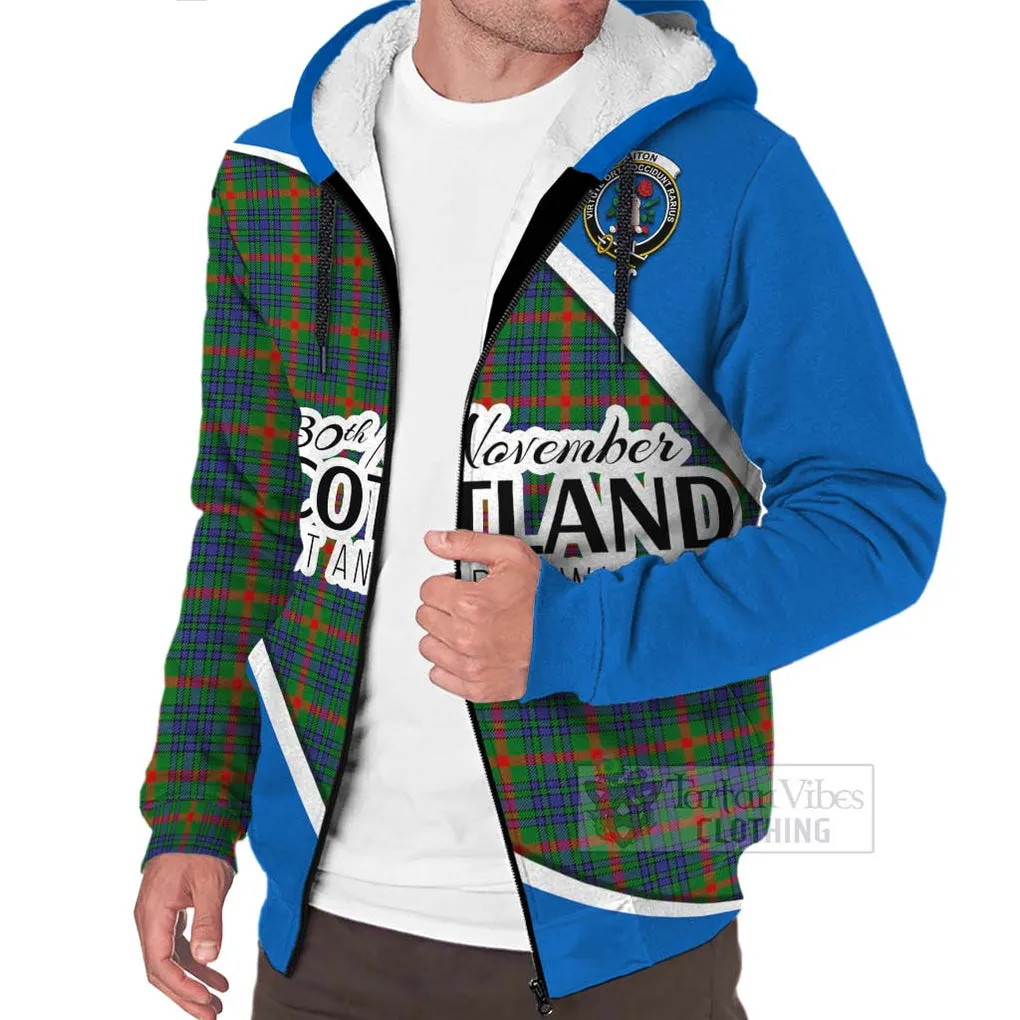 Aiton Family Crest Tartan Sherpa Hoodie Celebrate Saint Andrew's Day in Style