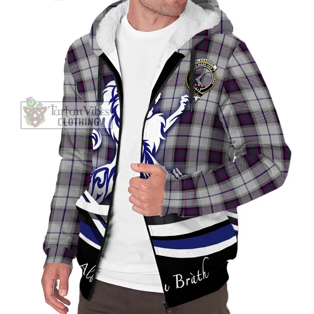 Alexander of Menstry Dress Tartan Sherpa Hoodie with Alba Gu Brath Regal Lion Emblem