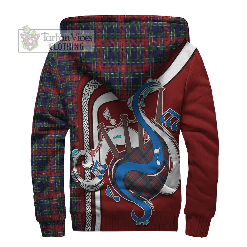 Allison Red Tartan Sherpa Hoodie with Epic Bagpipe Style