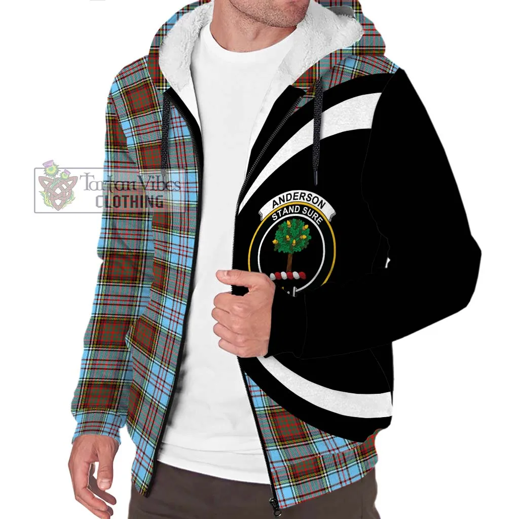 Anderson Ancient Tartan Sherpa Hoodie with Family Crest Circle Style