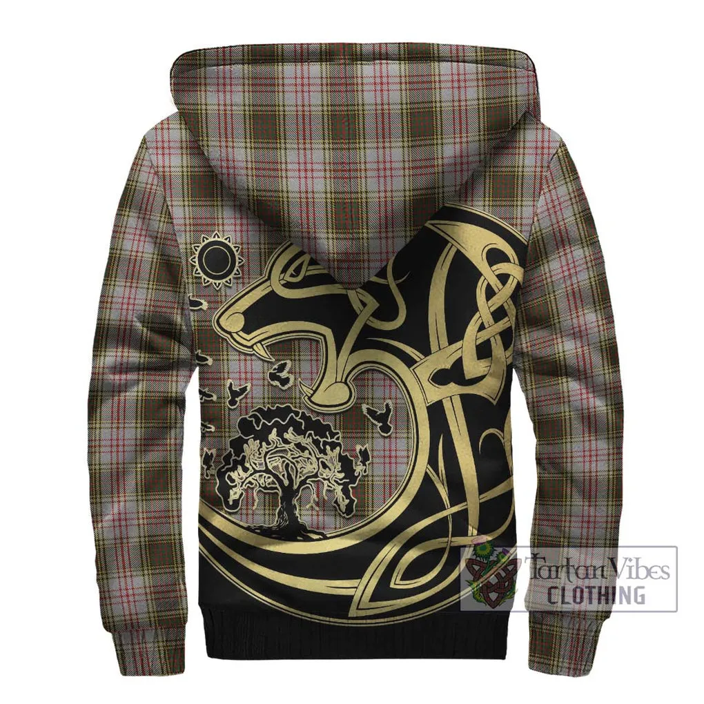 Anderson Dress Tartan Sherpa Hoodie with Family Crest Celtic Wolf Style