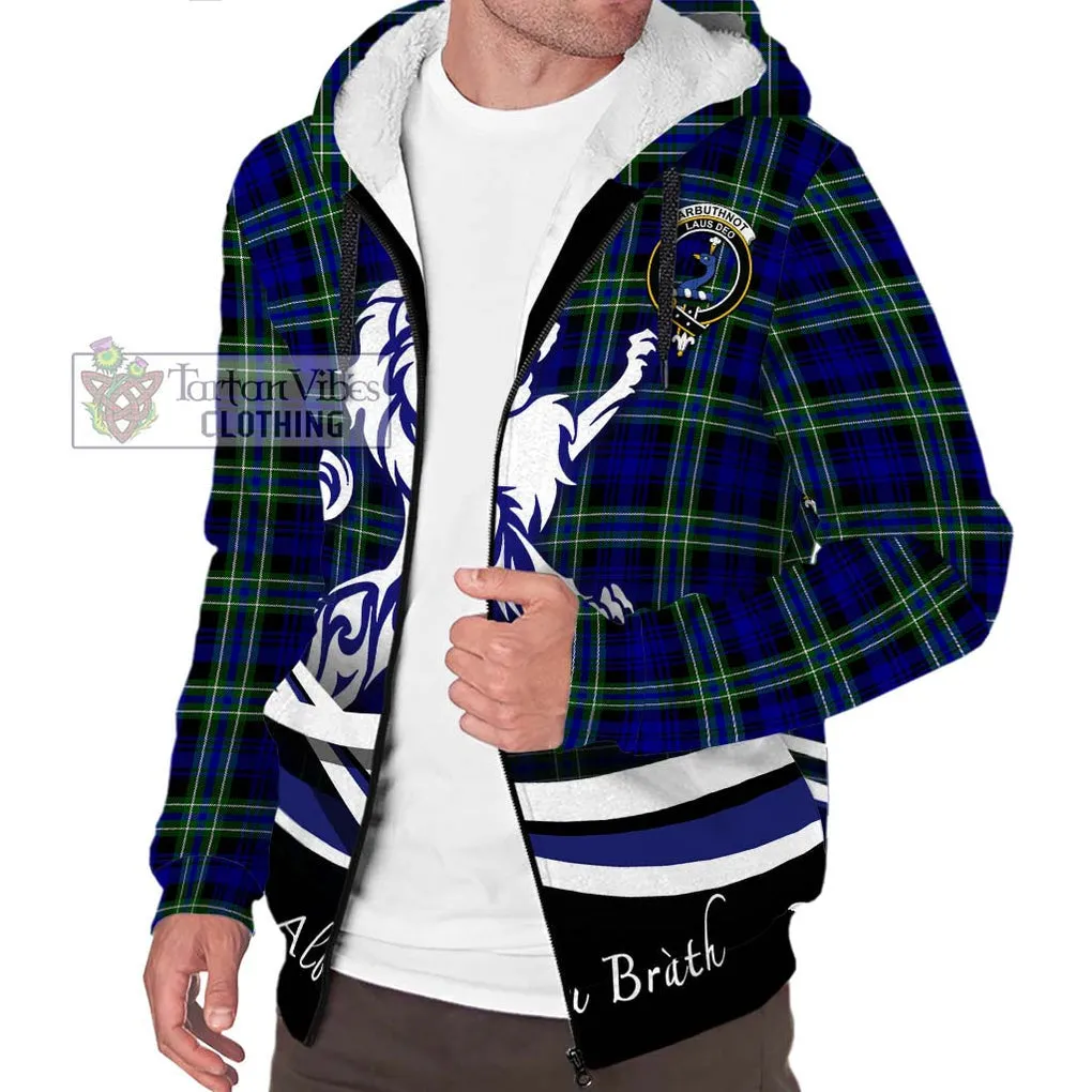 Arbuthnot Modern Tartan Sherpa Hoodie with Alba Gu Brath Regal Lion Emblem