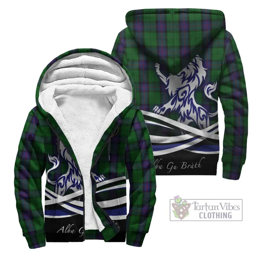 Armstrong Tartan Sherpa Hoodie with Alba Gu Brath Regal Lion Emblem