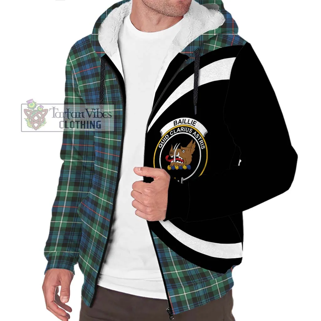 Baillie Ancient Tartan Sherpa Hoodie with Family Crest Circle Style