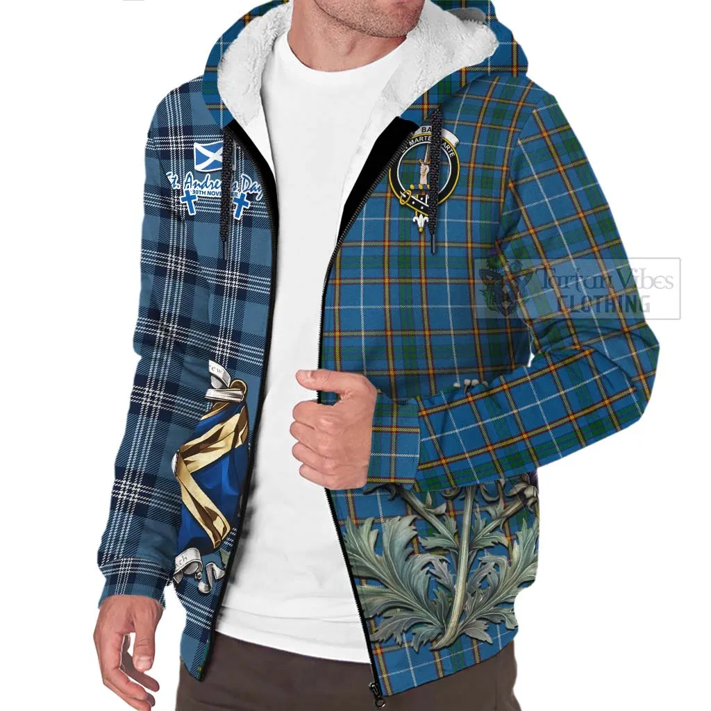 Bain Tartan Sherpa Hoodie Happy St. Andrew's Day Half Tartan Style