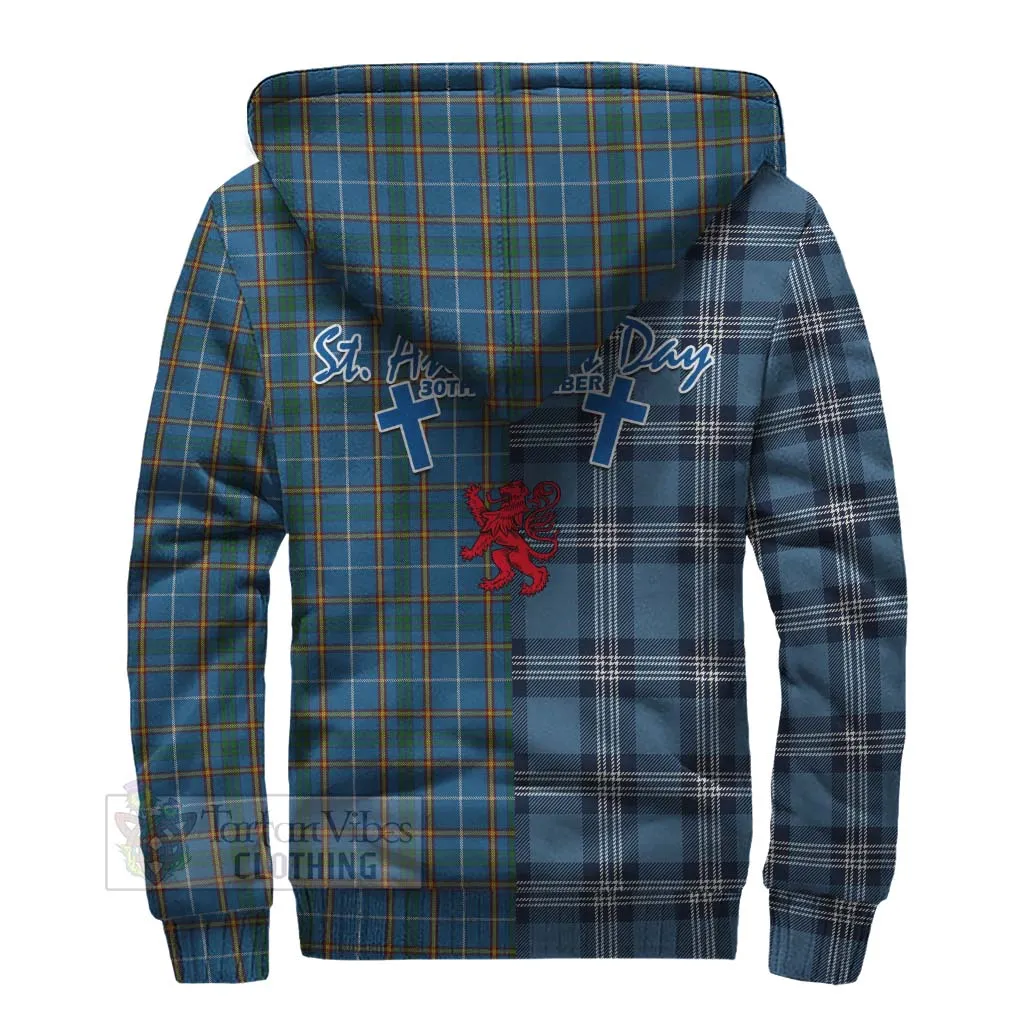 Bain Tartan Sherpa Hoodie Happy St. Andrew's Day Half Tartan Style