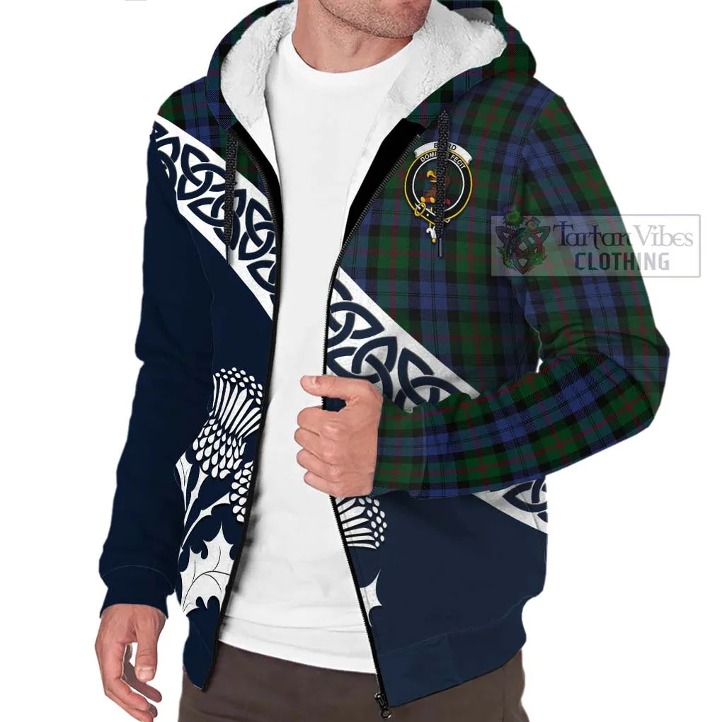 Baird Tartan Sherpa Hoodie Featuring Thistle and Scotland Map