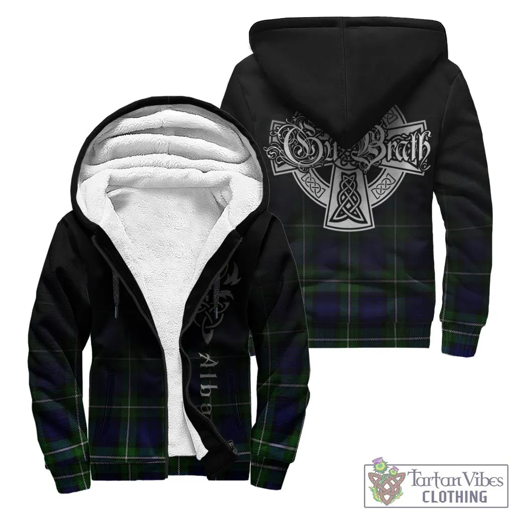 Bannerman Tartan Sherpa Hoodie Featuring Alba Gu Brath Family Crest Celtic Inspired