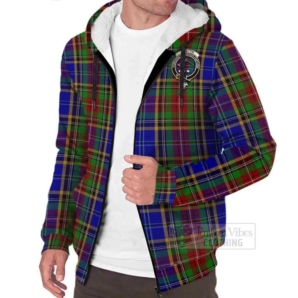 Beattie (Beatty) Tartan Sherpa Hoodie with Family Crest Celtic Skull Style