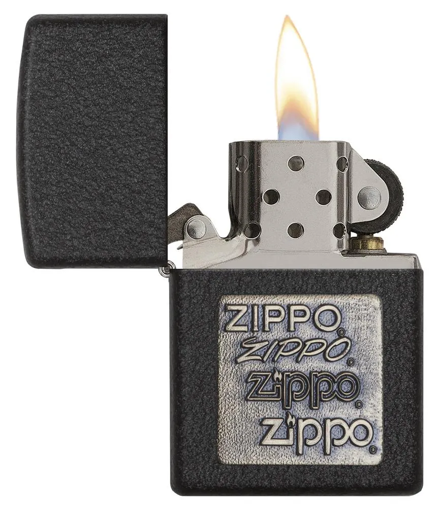 Black Crackle Gold Zippo Logo