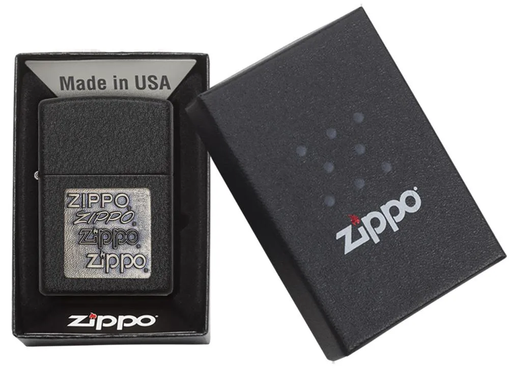 Black Crackle Gold Zippo Logo