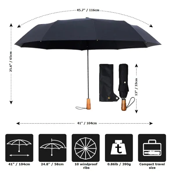 Black Folding Windproof Umbrella