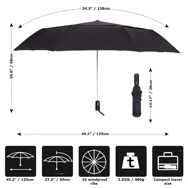 Black Large Folding Windproof Umbrella