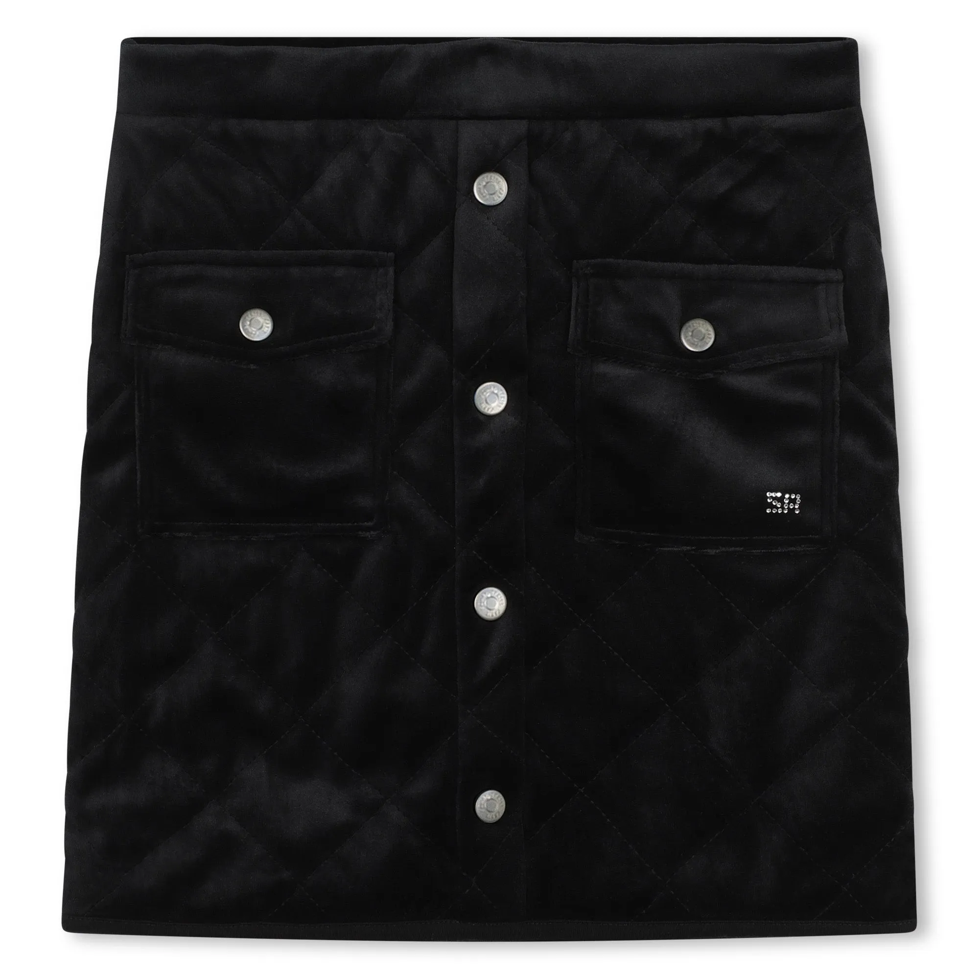 Black Quilted Velour Skirt