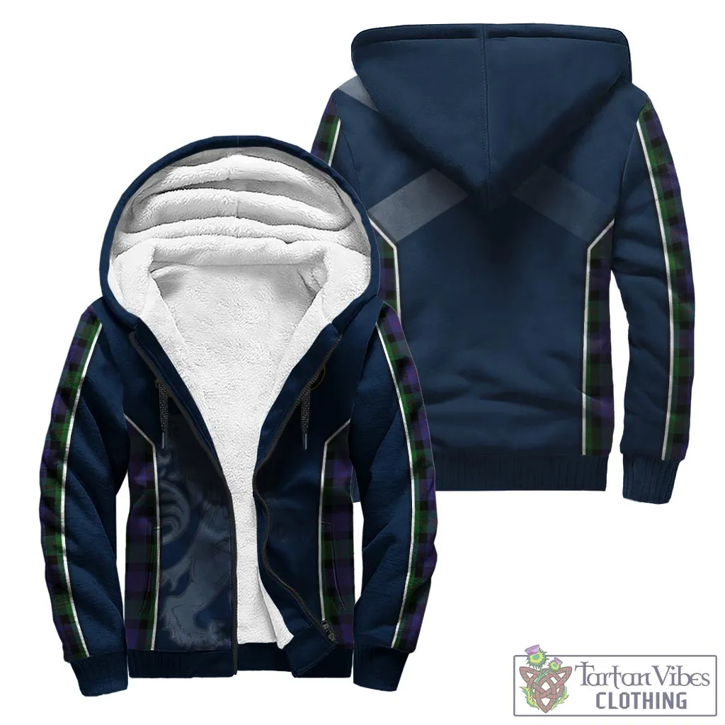 Blair Tartan Sherpa Hoodie with Family Crest and Lion Rampant Vibes Sport Style