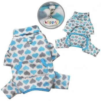 Blue & Gray Hearts Fleece Turtleneck Pajamas