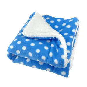 Blue/White Polka Dots Flannel Dog Blanket