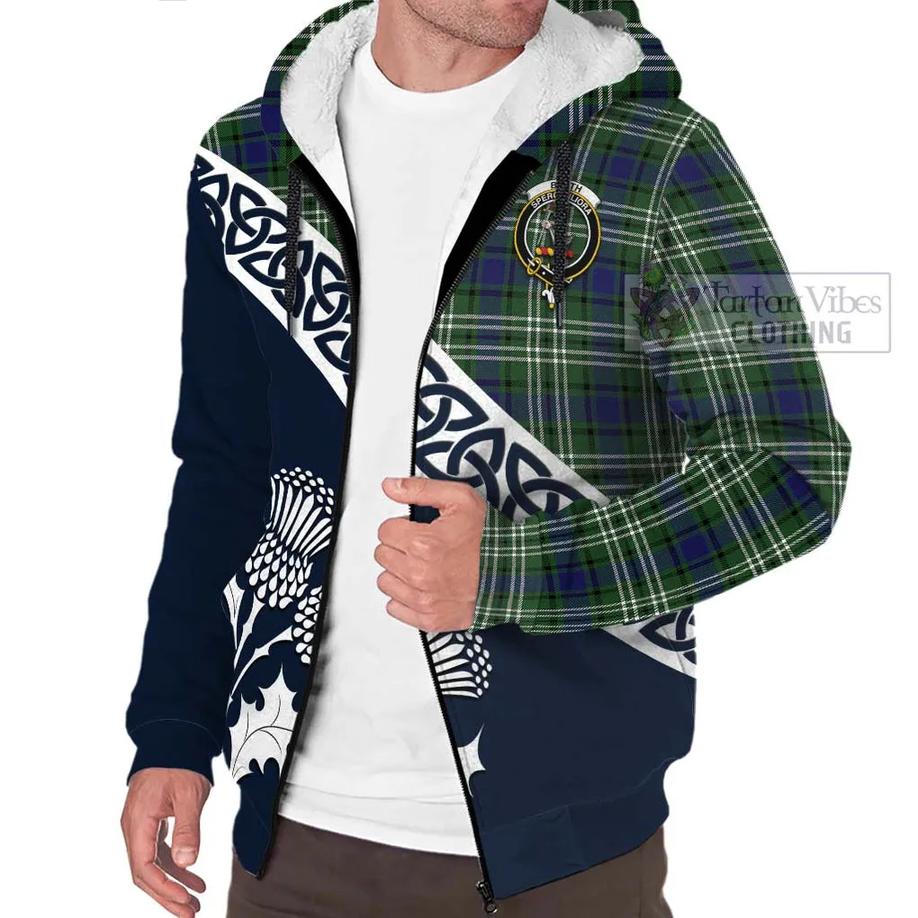 Blyth Tartan Sherpa Hoodie Featuring Thistle and Scotland Map