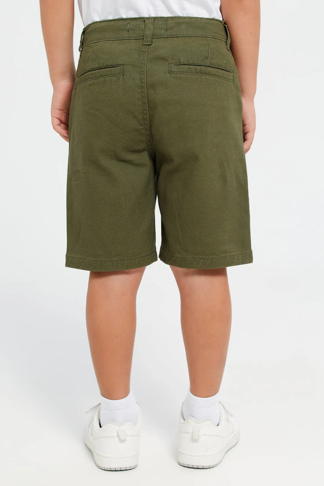 Boys Olive Pockets Chino Shorts