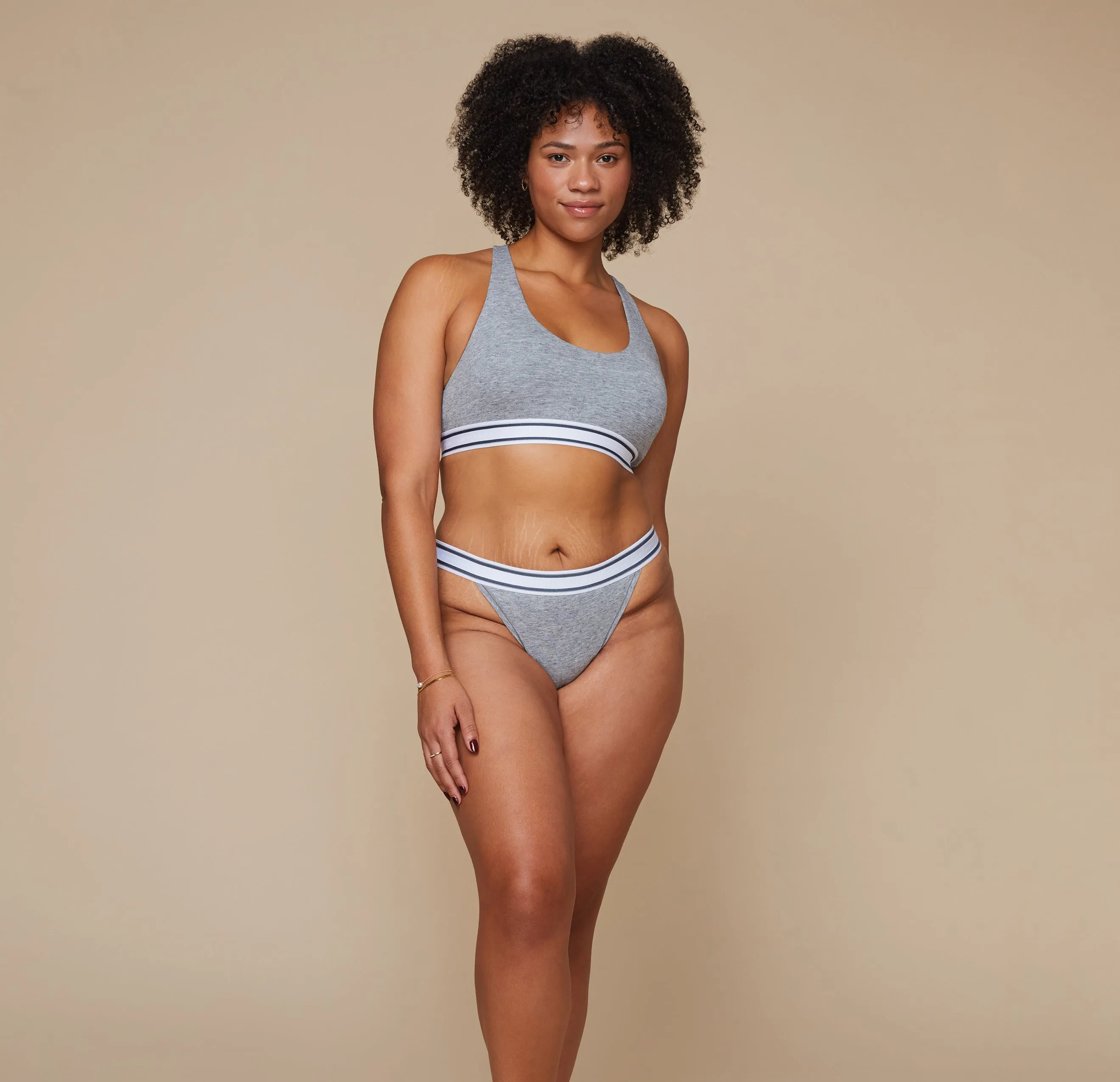 Cloud Cotton Logo Racerback Bralette - Heather Charcoal