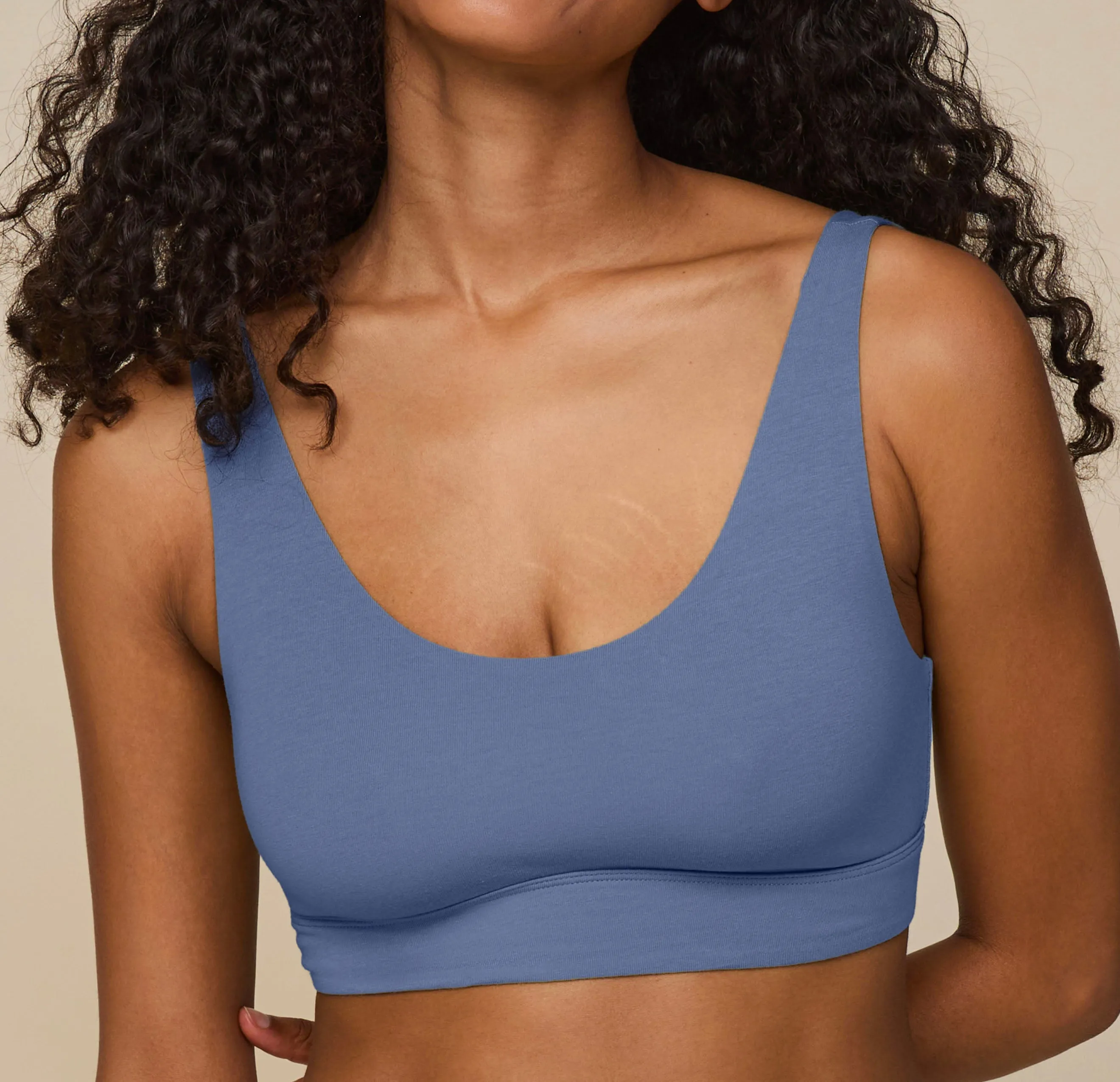 Cloud Cotton Scoop Bralette - Cerulean