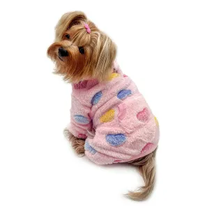 Colorful Hearts Pink Ultra Plush Turtleneck Dog Pajamas