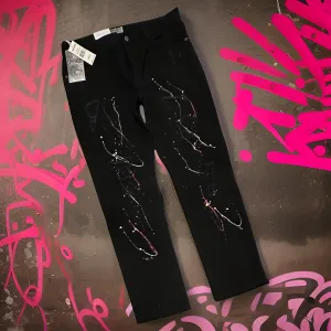 *CONTENDER* (BLACK) *PAINT DRIP* DENIM JEANS FOR MEN