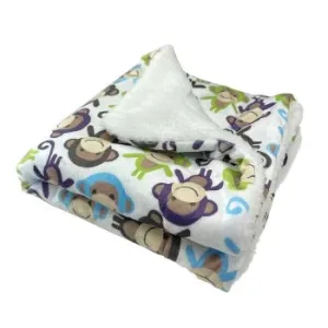 Double Layered Ultra Soft Minky/Plush Monkey Blanket