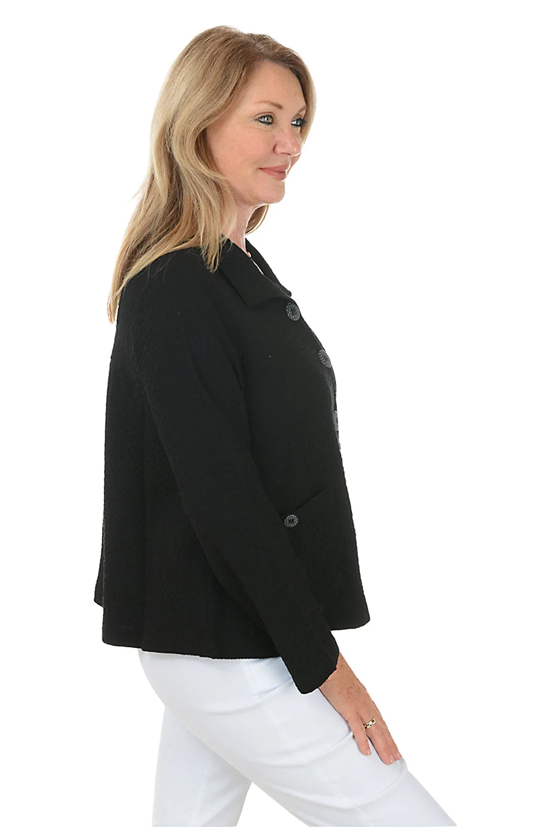 Easy Swing Button-Front Crinkle Jacket