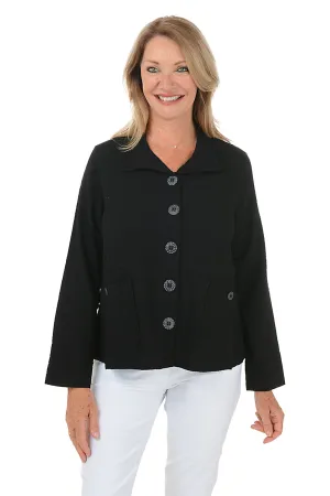 Easy Swing Button-Front Crinkle Jacket