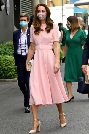 Elegant Kate Middleton Pink Midi A-Line Dress