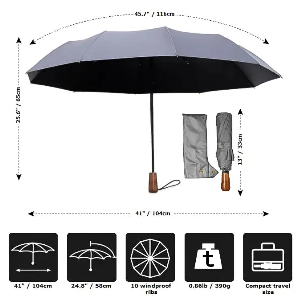 Grey Folding Windproof Umbrella