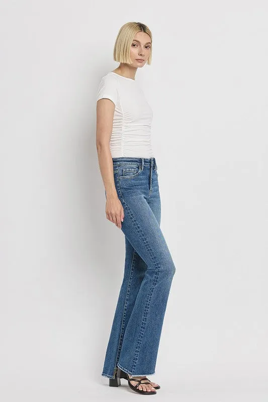 High Rise Slant Hem Flare Jeans *Online Only*