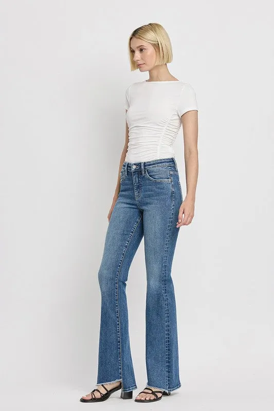 High Rise Slant Hem Flare Jeans *Online Only*