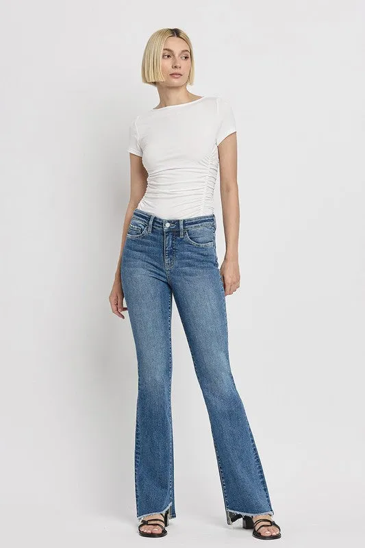 High Rise Slant Hem Flare Jeans *Online Only*