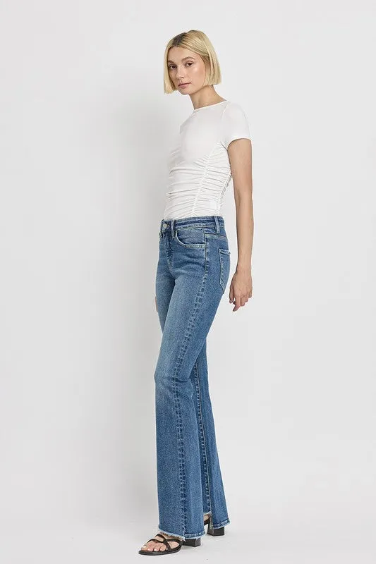 High Rise Slant Hem Flare Jeans *Online Only*