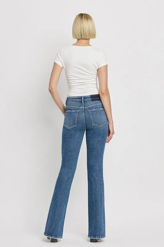 High Rise Slant Hem Flare Jeans *Online Only*