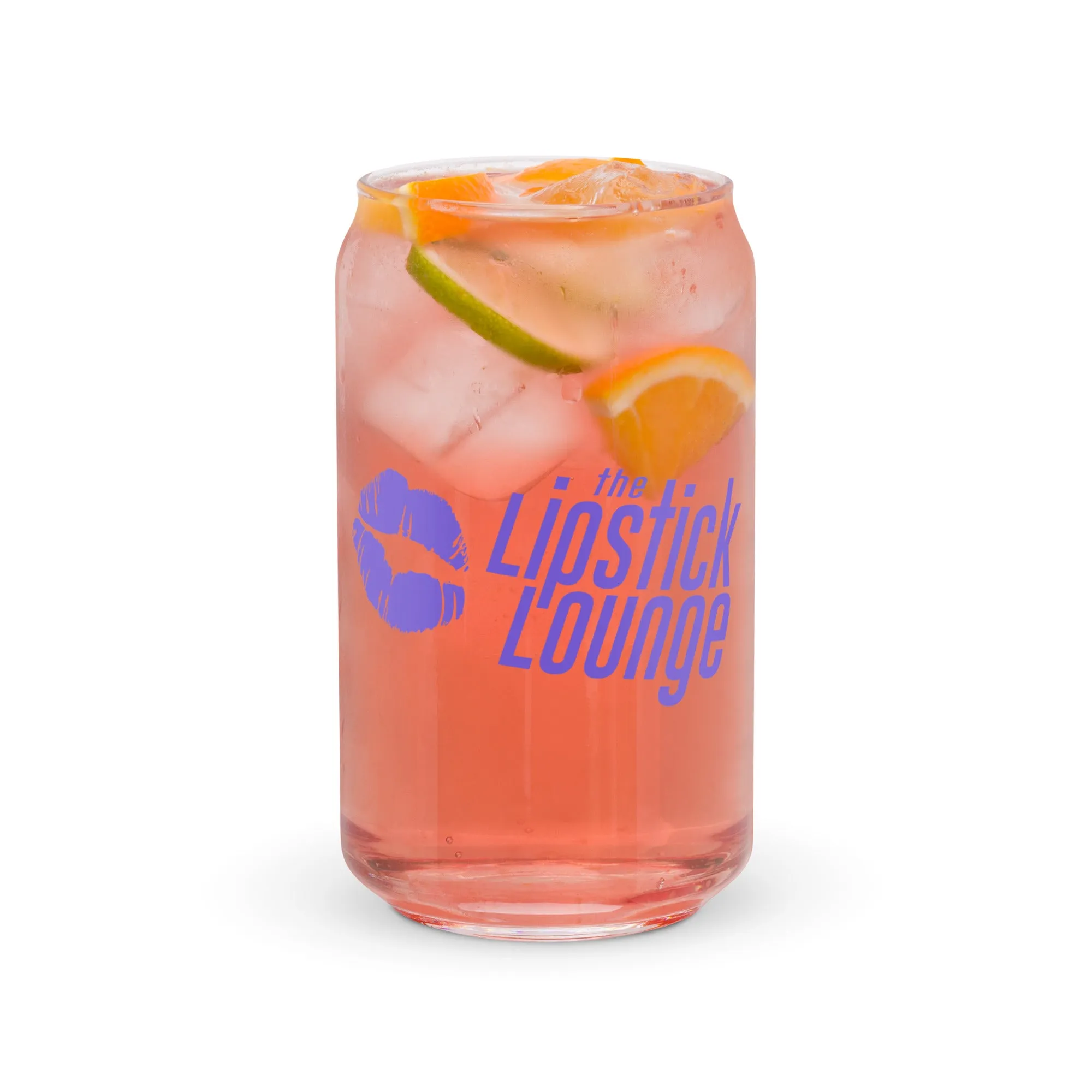 Lipstick Lounge Purple Logo Glass Can