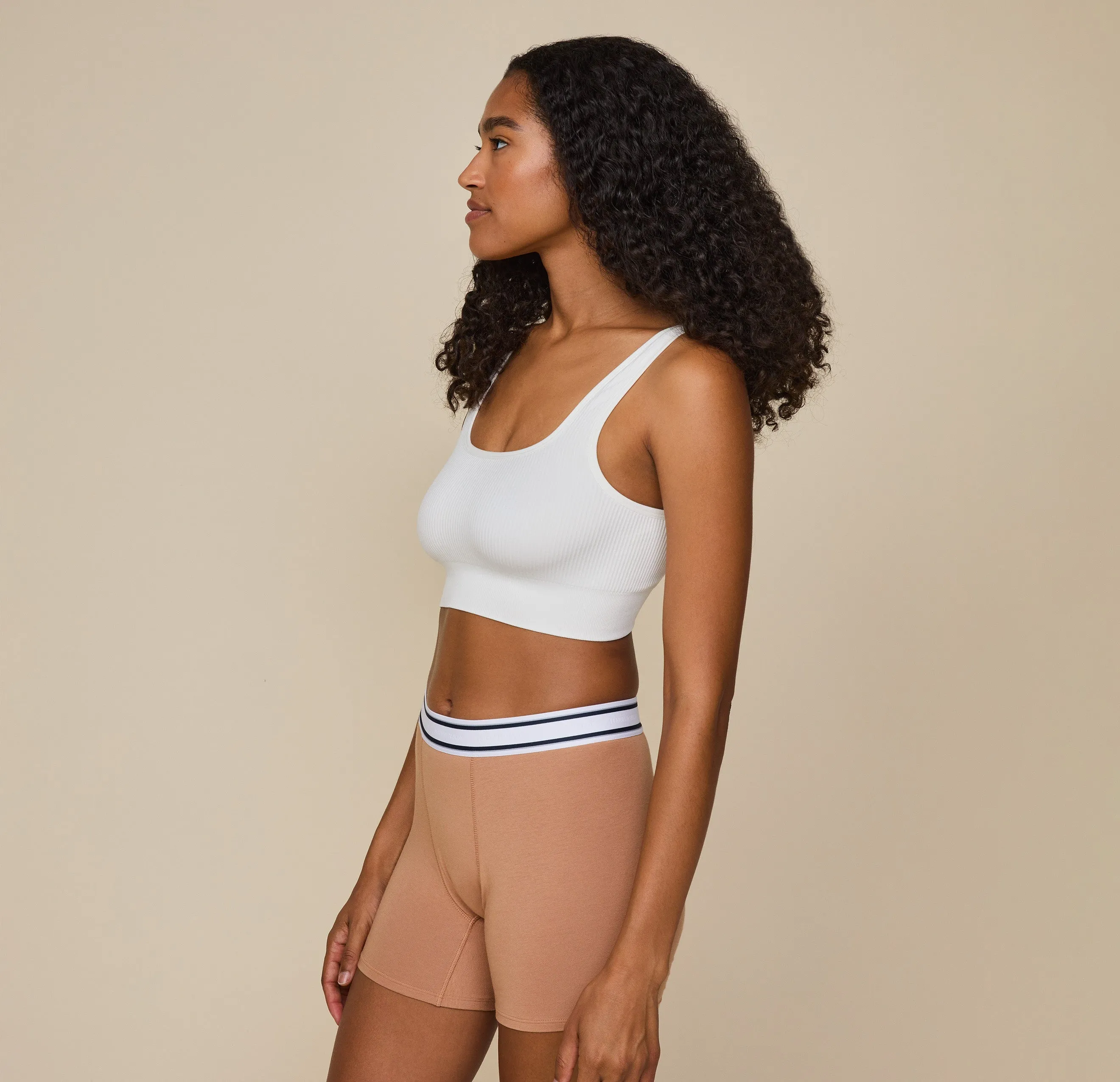 Lounge Rib Scoop Bralette - White