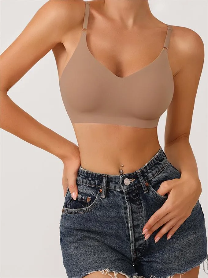 Low Back Seamless Push-up Wireless Bra Tan